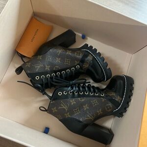 Louis Vuitton Monogram Black and Brown Ankle Booties